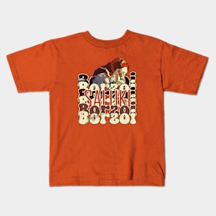 Borzoi Canidae Saluki Dog Breed orange Kids T-Shirt